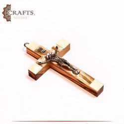 Handcrafted Olive Wood Pendant in a  Cross  Design