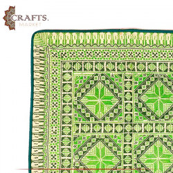 Hand-Embroidered Green Pillow Cover 