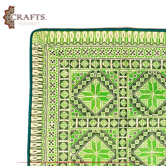 Hand-Embroidered Green Pillow Cover Hand-Embroidered Green Pillow Cover