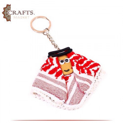 Hand-Embroidered Fabric Key Chain in a Jordanian Man Design 