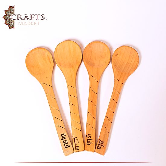Pyrography Art Wooden Spoon Set, 4 pieces