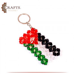 Handmade Crystal Key Chain with Jordan Flag design