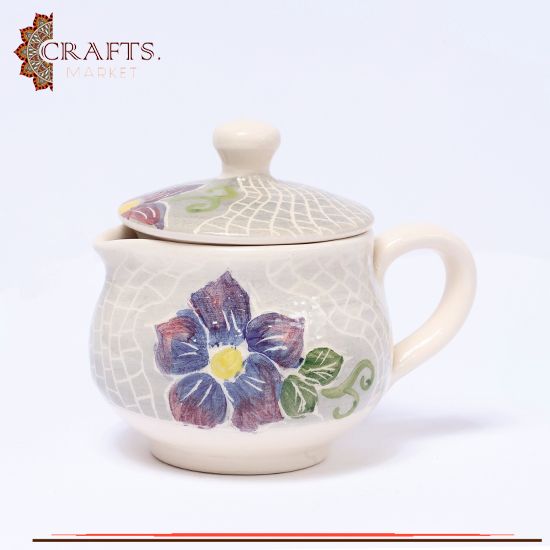 Handmade Clay Tea Cup Set, with Roses Design, 18 PCs Handmade Clay Tea Cup Set, with Roses Design, 18 PCs