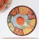 Handmade Clay Serving Dish with Mosaic Village Design Handmade Clay Serving Dish with Mosaic Village Design