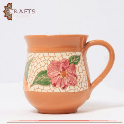 Handmade Clay Mug decorated with mosaic Roses Design