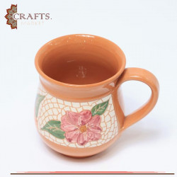 Handmade Clay Mug decorated with mosaic Roses Design
