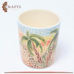 Handmade Clay Cup with Palm Design