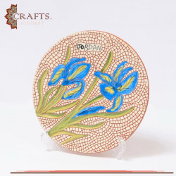 Handmade Clay Plate Table Decor with Iris Nigricans Design 