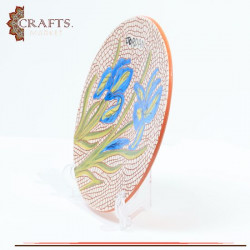 Handmade Clay Plate Table Decor with Iris Nigricans Design 