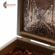 Small wooden box with Petra design decorated with hand-hammered copper