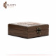Small wooden box with Petra design decorated with hand-hammered copper