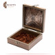 Small wooden box with Petra design decorated with hand-hammered copper