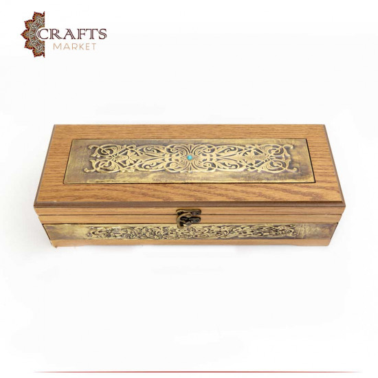 A Multi-use wooden box decorated with copper A Multi-use wooden box decorated with copper