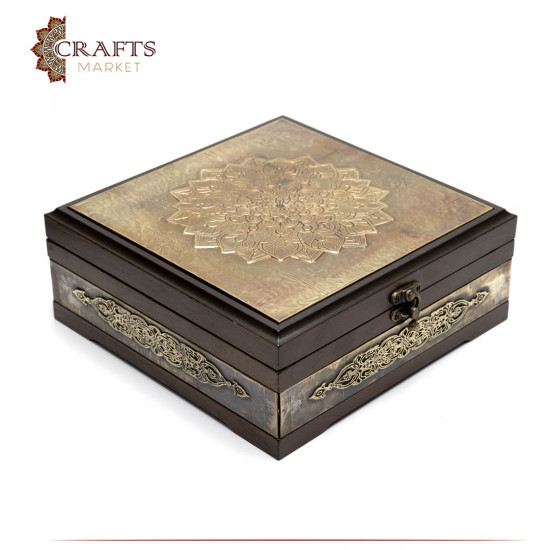 Wooden box decorated with Copper with metal lock Wooden box decorated with Copper with metal lock