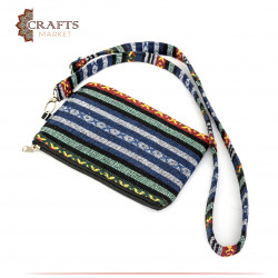 Small Black Bag Made of Leather and Sadu Fabric