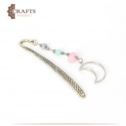Handmade designed book separator with a crescent-shaped pendant