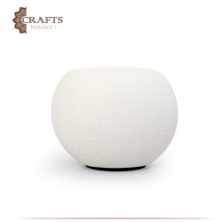 Ball vase for pens made of cement - white