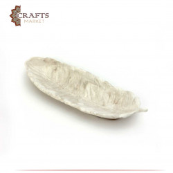 A long, white leaf with brown tinges