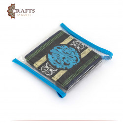 Coaster set of 2 pcs embroidered in blue with a case