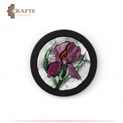 Stone decor with iris flower design
