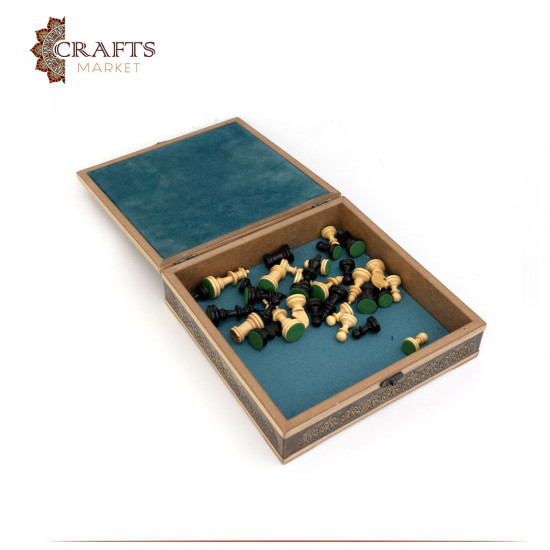 Wooden box with chess design Wooden box with chess design