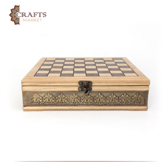 Wooden box with chess design Wooden box with chess design