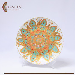 Hand-painted Glass Plate with Mandala Design