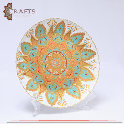 Hand-painted Glass Plate with Mandala Design