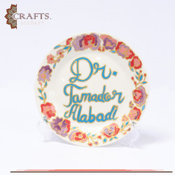 Hand-painted Glass Plate with Flowers Design