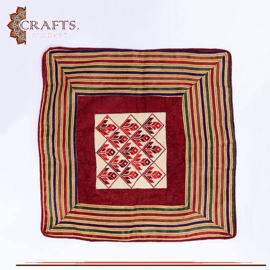Hand-Embroidered Multi-Color Pillow Cover Hand-Embroidered Multi-Color Pillow Cover