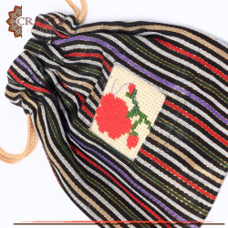 Hand-Embroidered Fabric Mini Pouch in a Red Flower Design 