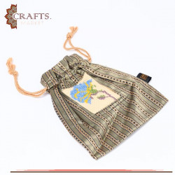 Hand-Embroidered Fabric Mini Pouch in a Blue Flower Design 