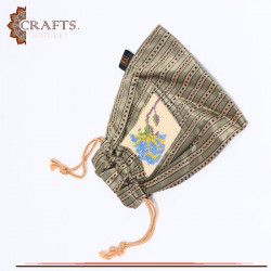 Hand-Embroidered Fabric Mini Pouch in a Blue Flower Design 