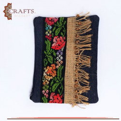 Denim Women's Clutch Bag in a Peasant embroidery design