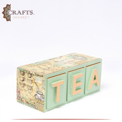 Handmade Beige Wooden Tea Box