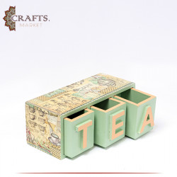 Handmade Beige Wooden Tea Box