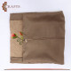 Hand-Embroidered Burlap Pillow Cover in Red Flowers Design 
