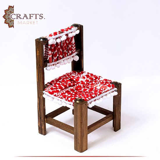 Handmade Miniature Wood Chair Desk Decor in Shemagh Design