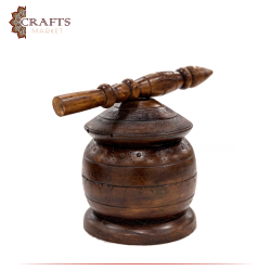 Handcrafted Dark Brown Apricot Wood Small Mahbash with a Traditional Design