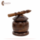 Handcrafted Dark Brown Apricot Wood Small Mahbash with a Traditional Design Handcrafted Dark Brown Apricot Wood Small Mahbash with a Traditional Design
