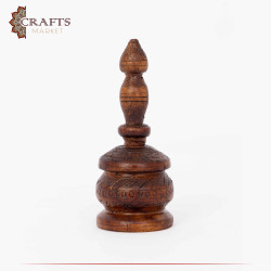 Handcrafted Dark Brown Eucalyptus Wood Miniature Mortar with a Traditional Design 
