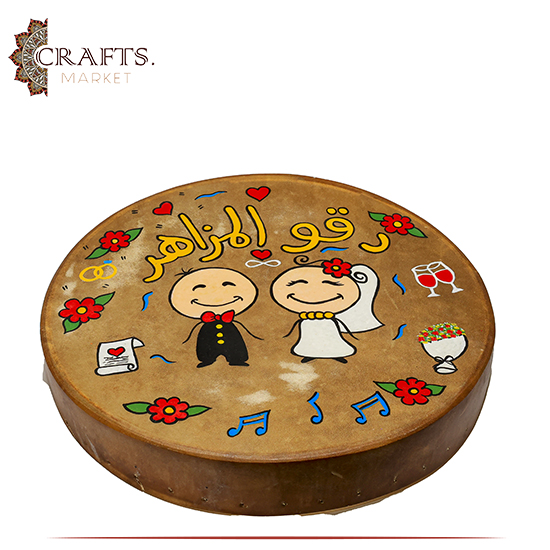 Hand-Painting Tambourine Wall Hanging with a Wedding Design Hand-Painting Tambourine Wall Hanging with a Wedding Design