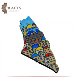 Handmade Wooden Wall Hanging with  Palestine Map Design 