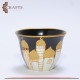 Handmade Black Porcelain Arabians Coffee Cup Set with Village Design, 12PCS Handmade Black Porcelain Arabians Coffee Cup Set with Village Design, 12PCS