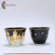 Handmade Black Porcelain Arabians Coffee Cup Set with Village Design, 12PCS Handmade Black Porcelain Arabians Coffee Cup Set with Village Design, 12PCS