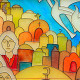 Hand-Painting On Glass Wall Art with a Jerusalem Design 