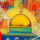 Hand-Painting On Glass Wall Art with a Jerusalem Design 