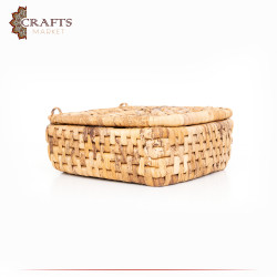 Handmade Beige Food Basket with a Lid