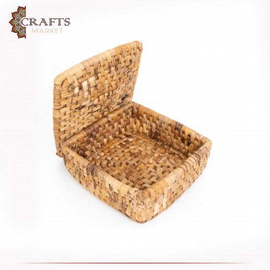 Handmade Beige Food Basket with a Lid Handmade Beige Food Basket with a Lid