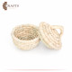 Handmade Beige Hollow Basket with a Lid